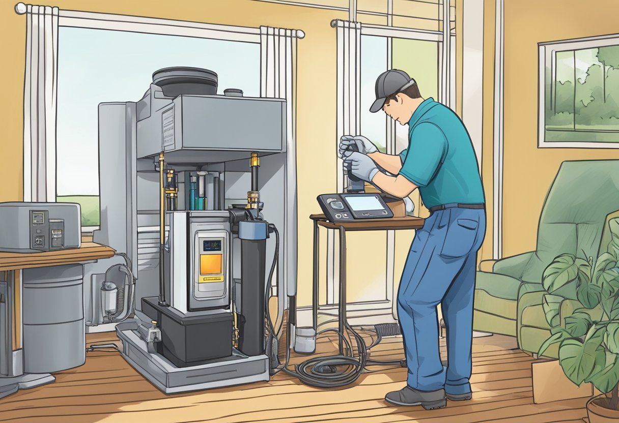 Various indoor pollutants including dust, pet dander, mold, and chemical fumes are present in a Plano home. A testing kit is shown on a table, with a window in the background