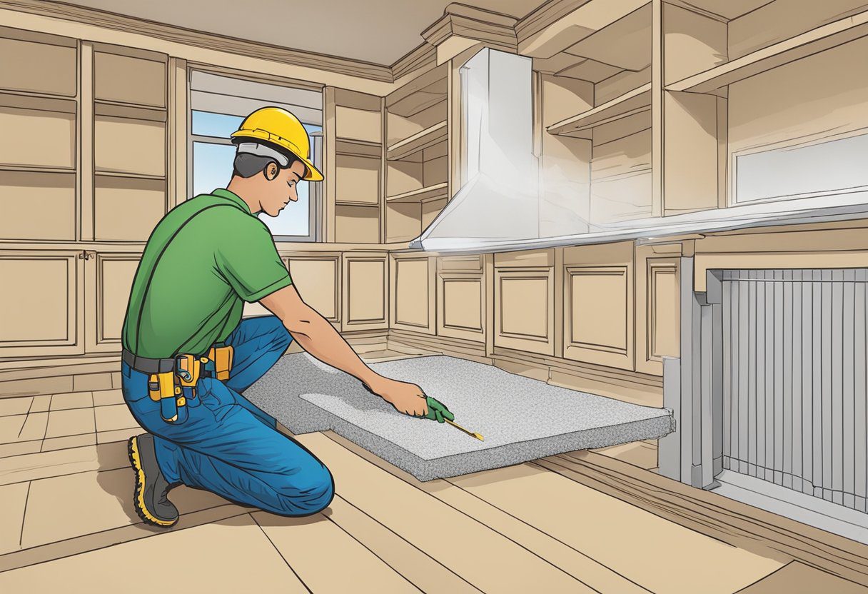 A technician carefully inspects and assesses insulation in a Plano, TX home. They use specialized tools to measure and evaluate the effectiveness of the insulation